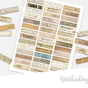 Mini Ephemera Labels, Digis Art Download, My Mini Label, Digital Stickers, Word Labels Printable, Collage Labels, Small Stickers  002288