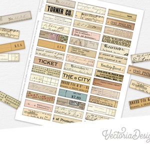 Mini Ephemera Labels, Digis Art Download, My Mini Label, Digital Stickers, Word Labels Printable, Collage Labels, Small Stickers 002288 image 1