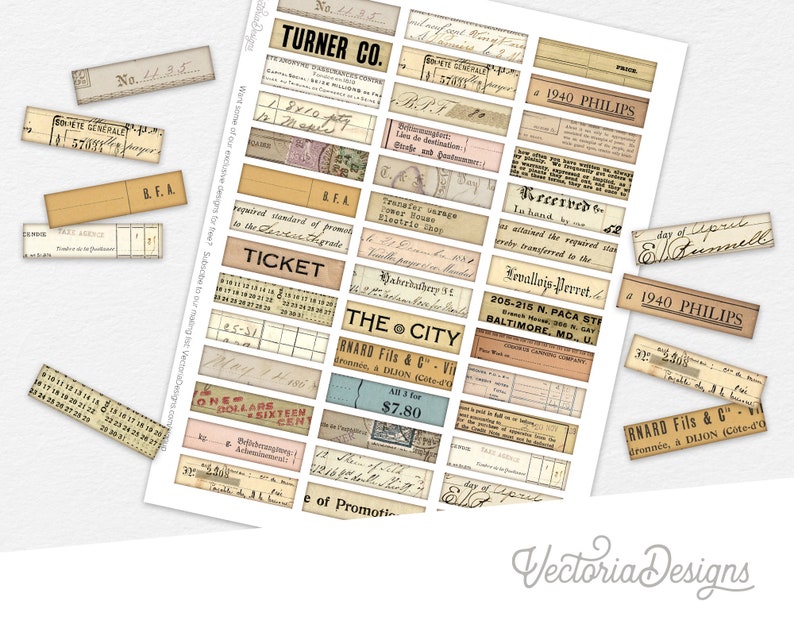 Mini Ephemera Labels, Digis Art Download, My Mini Label, Digital Stickers, Word Labels Printable, Collage Labels, Small Stickers 002288 image 1