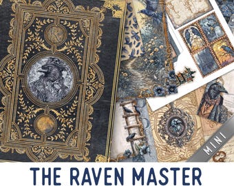 The Raven Master Junk Journal Kit MINI, Halloween Junk Journal Crafting Printables Kit Raven Junk Journal Embellishments Craft 003826