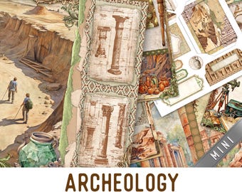 Archeology MINI Junk Journal Kit, Archeology Crafting Printables Archeology Embellishments Printable Archeology Paper Junk Journal 003636