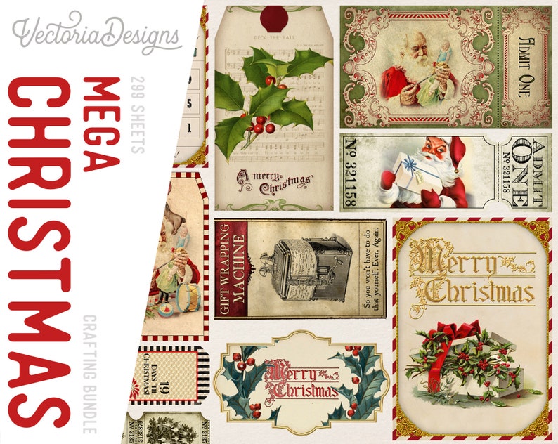 Christmas MEGA Crafting Bundle Paper Crafting Printable Christmas In July Party Banner Scrapbooking Collage Sheet Paper Crafting 001515 image 6