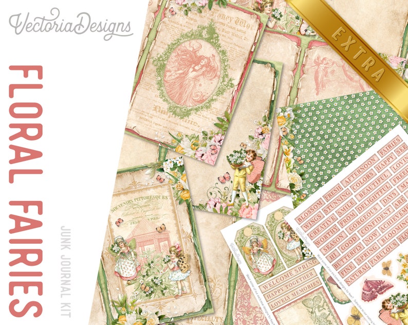 Spring Fairies DELUXE Crafting Printables Kit, Fairy Junk Journal, Fairy Embellishments, Spring, Printable Journal, Journal Spring 002923 image 6