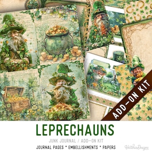 Leprechauns Junk Journal Kit ADD-ON, Printable Junk Journal Pages Journal Kit Craft kits Vintage Junk Journal 003757