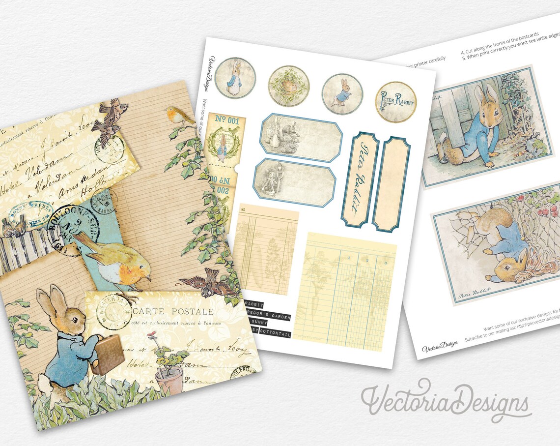 Mega Peter Rabbit Crafting Bundle, Beatrix Potter Kit, Bunny Paper Pack ...