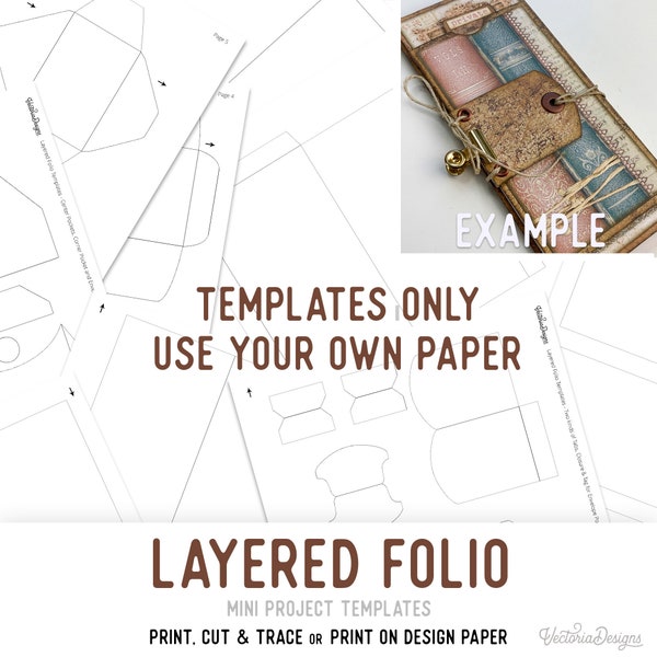 Layered Folio Templates Mini Album Craft Kit Summer Crafts Junk Journal Element Printable Craft kit Handmade Gift DIY Gift 003290