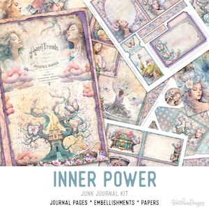 Inner Power Junk Journal Kit Printable Junk Journal Power Embellishments Junk Journal Papers Craft kit Junk Journal Supplies 003050