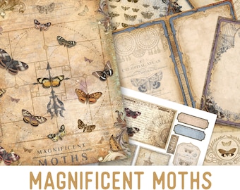 Magnificent Moths Junk Journal Kit Insects Junk Journal Kit Printable Junk Journal Kit Craft kit Printable Journal Pages DIY Journal 002380