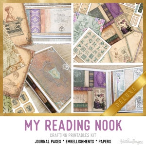 My Reading Nook DELUXE Crafting Printables Kit, Reading Junk Journal, Books Embellishments, Book Paper, Craft Kits, Album Tutorial - 002916