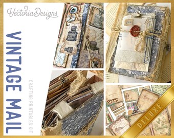 Vintage Mail DELUXE Crafting Printables Kit, Vintage Post Junk Journal, Vintage Embellishments, Printable Journal, Journal Tutorial - 002793