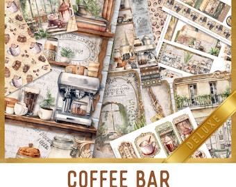 Coffee Bar Junk Journal Kit DELUXE, Coffee Crafting Printables Kit Coffee Embellishments Coffee Junk Journal Craft Kits Coffee Bar 003193