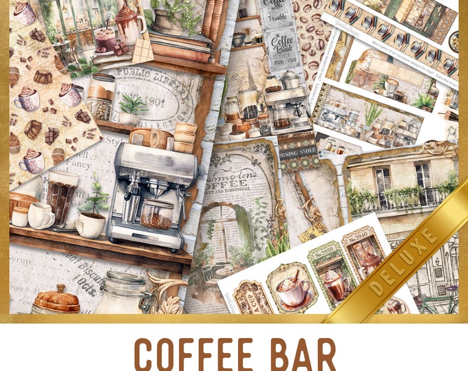 Coffee Bar Junk Journal Kit DELUXE, Coffee Crafting Printables Kit ...