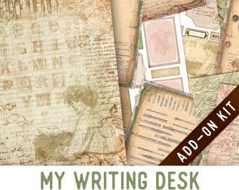 My Writing Desk Junk Journal Kit ADD-ON, Printable Junk Journal Pages Printable Junk Journal Kit Craft kits Vintage Junk Journal 003219