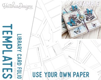 Libary Card Folio Templates Mini Folio Craft Kit Junk Journal Element Printable Craft kits Handmade Gift DIY Gift Video Tutorial - 002997