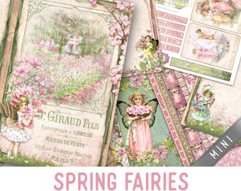 Spring Fairies MINI Crafting Printables Kit, Fairy Junk Journal, Fairy Embellishments, Spring, Printable Journal, Junk Journal Spring 002924