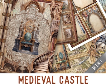 Medieval Castle Junk Journal Kit MINI, Medieval Crafting Printables Medieval Embellishments Printable Medieval Castle Paper Journal 003588