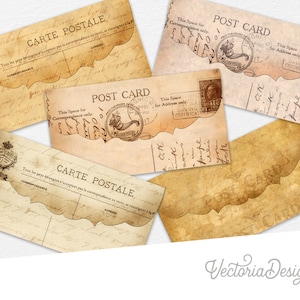 Five Postcards Envelopes, Digital Collage, Printable Postcards Envelopes, Printable Postcards, Vintage Postcards Envelopes, Ephemera 000033