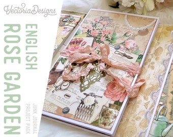 English Rose Garden Journal Junk Journal Kit, Printable Junk Journal Kit, Garden Paper Journal, Digis Junk Journal Kit, Ephemera  002163