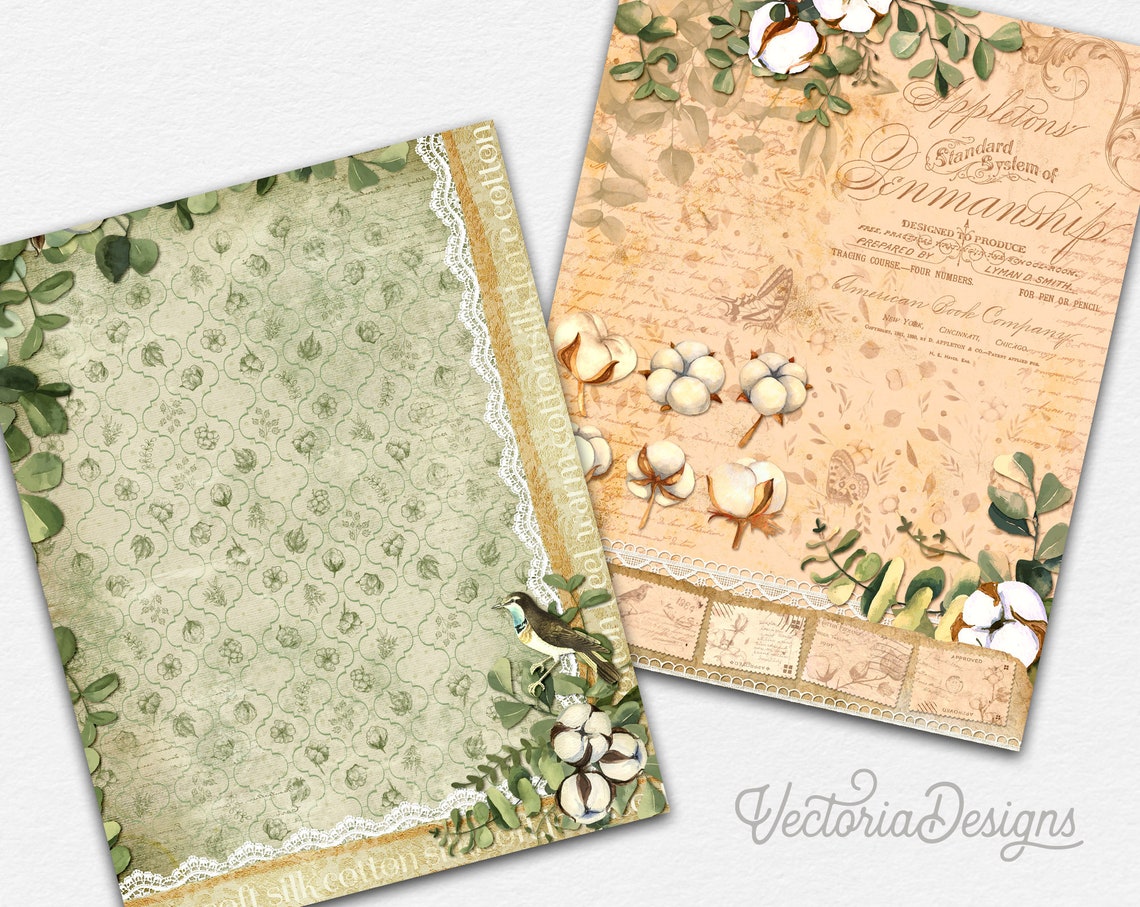 Printable Cute Cotton Paper Junk Journal Pages DIY Crafting - Etsy