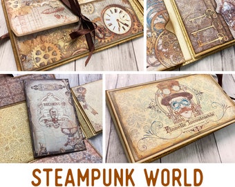 Steampunk World Mini Project Booklet Craft Kit Vacation Crafts Folio Kit Junk Journal Printable Craft kits Printable Gift PDF 002805