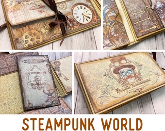 Steampunk World Mini Project Booklet Craft Kit Vacation Crafts Folio Kit Junk Journal Printable Craft kits Printable Gift PDF 002805