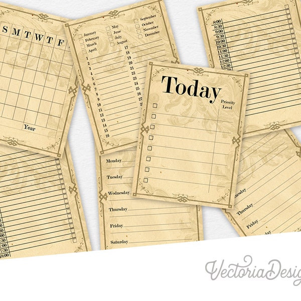 Journal Cards "Calendar", Junk Journal, ATC Calendar, Printable Junk Journal, Digital Journal, Calendar Download, Journaling Cards 001084