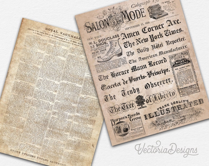 Vintage Newspaper Paper Pack, Printable Paper Pack, Digital Paper Pack, Vintage Newspaper Decoration, Newspaper Scrapbook, Old 002069 image 4