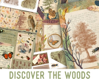 Entdeckt The Woods Großes Junk Journal Kit mit Video Tutorial, Junk Journal Zubehör, Junk Journal Ephemera, Junk Journal Printables, 002134