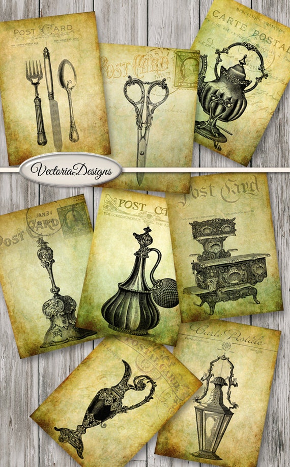 Elegant Vintage Household Atc Card 2 5 X 3 5 Inch Paper Etsy