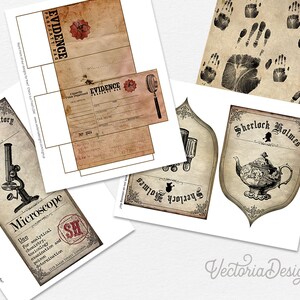 Small & Precious Detective Crafting Bundle, Sherlock Holmes Bundle, Detective Pack, Digital Paper, Evidence Bag, Case File, Evidence 001665 image 5