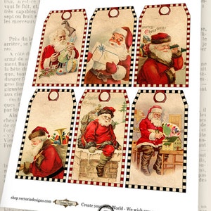 Vintage Christmas Tags, Printable Tags, Digital Christmas Gift Ideas, Christmas Decoration, Santa Tags, Xmas Tags, Holiday Decor 001013 image 2