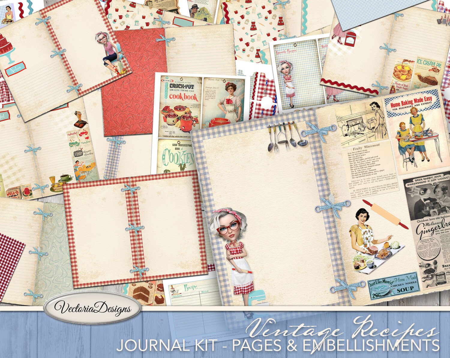 Download Junk Journal, Vintage Recipe Journal Kit, Printable ...