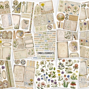 Exquisite Flowers Crafting Printables Kit Vintage Flowers Junk Journal Embellishments Printable Paper Floral Craft Kits DIY Tutorial 002788 image 4