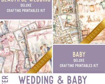 Wedding & Baby Offer, Crafting Printables, Journal Papers, Journal kit, Journal Embellishments, Journal Pages, Ephemera, Craft Kit 003741