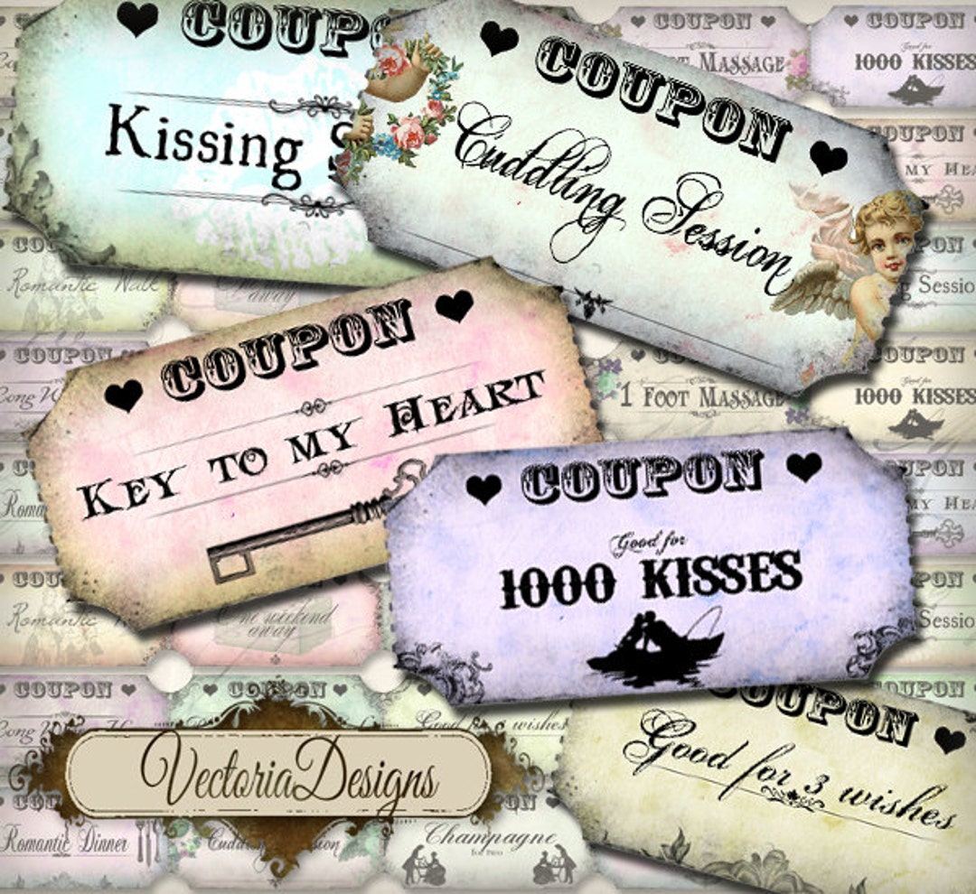 Love Coupons, Printable Coupons, Valentines Coupons, Love Tickers ...