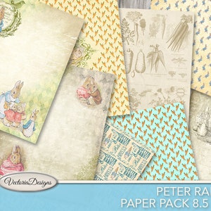 Peter Rabbit Paper Pack junk journal pages printable 8.5 x 11 inch paper crafting scrapbooking instant download digital sheet - VDPABP1745