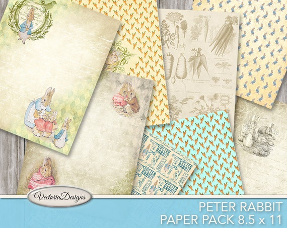 Peter Rabbit Paper Pack junk journal pages printable 8.5 x 11 inch paper crafting scrapbooking instant download digital sheet - VDPABP1745