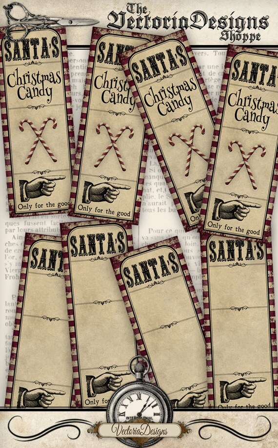 Christmas Labels Christmas Candy Steampunk Christmas Tags Etsy