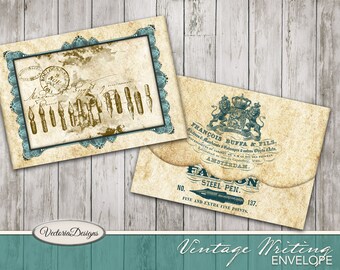 Printable Envelope, Vintage Envelope, Writing Envelope, Digital Envelope, Scrapbook Envelope, Writing Paper, Shabby Elegant Paper 002017