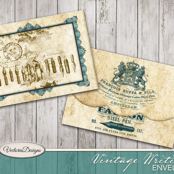 Printable Envelope, Vintage Envelope, Writing Envelope, Digital Envelope, Scrapbook Envelope, Writing Paper, Shabby Elegant Paper 002017