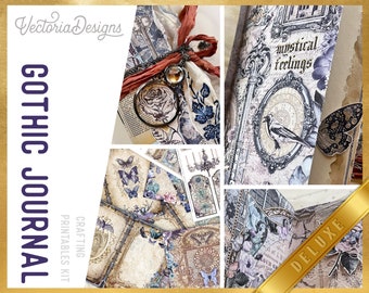 Gothic Journal DELUXE Crafting Printables Kit, Gothic Junk Journal, Gothic Embellishments, Paper, Craft Kits, Junk Journal Tutorial - 002911