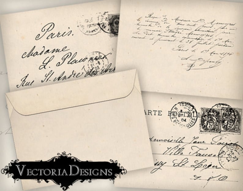 Printable Envelopes Postcard Envelopes Shabby Elegant Etsy Canada