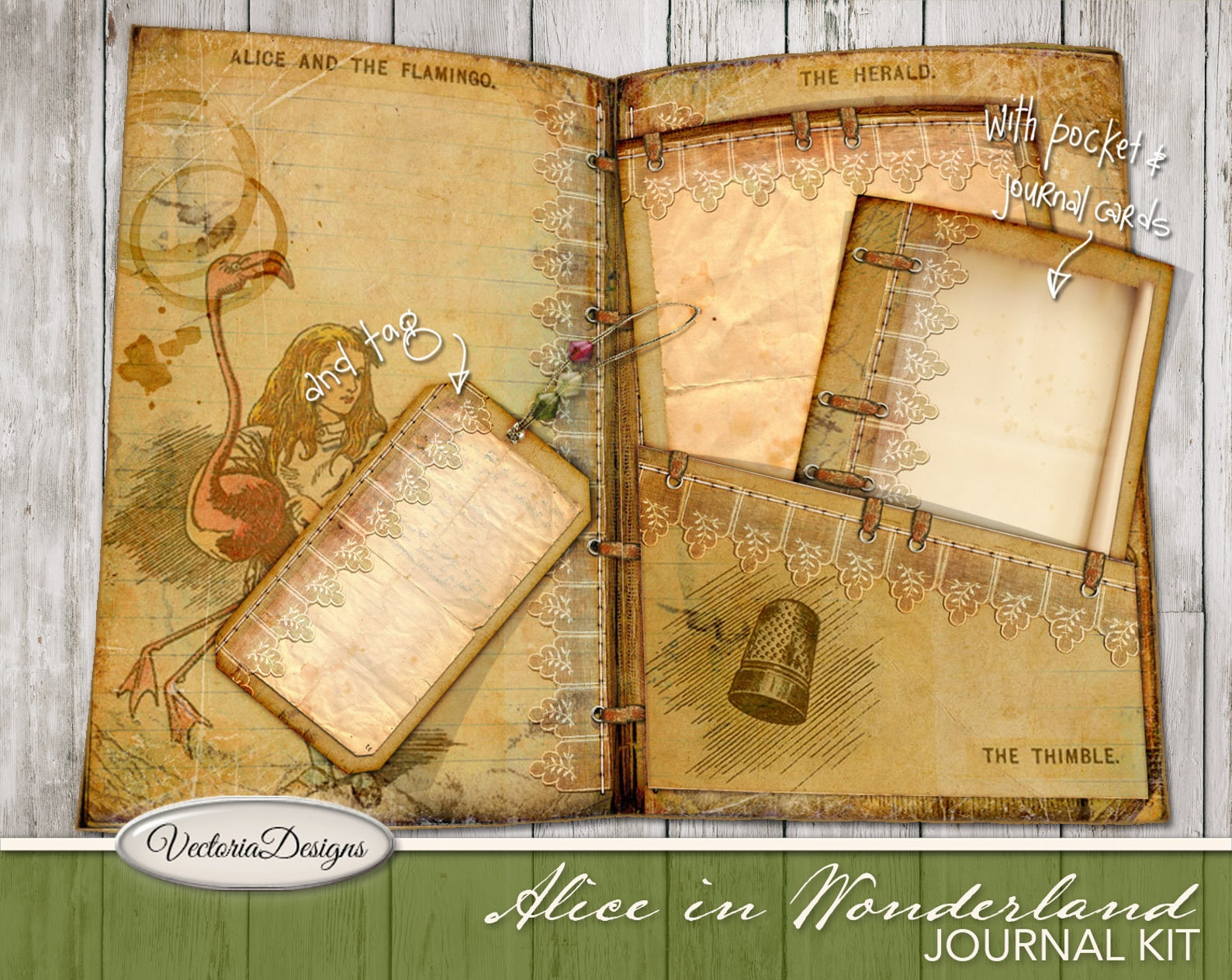 Alice in Wonderland Junk Journal, Printable Journal Kit, Digital ...
