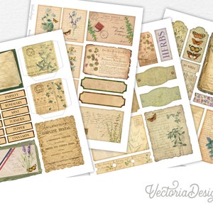 Herb Garden Box Embellishments, Junk Journaling Sheets, Cottagecore Ephemera, Vintage Herb Crafting Papers, DIY Scrapbooking Supplies 002408