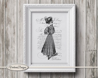 Pretty Girl print printable art black and white print digital print printable instant download digital collage sheet - 000314