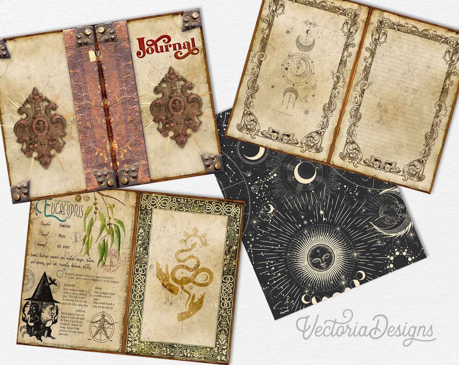 Magic Junk Journal Kit, Ephemera Journal Kit, Printable Journal Pages ...