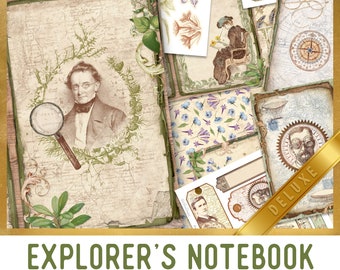 Explorer's Notebook DELUXE Crafting Printables Kit, Printable Nature Junk Journal, Nature Embellishments, Nature Craft Kits, Paper - 002887