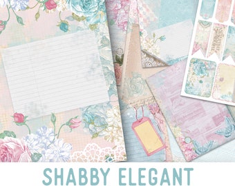 Shabby Journal Kit, Printable Journal DIY, Digital Journal Kit, Vintage Digital Papers, Paper Craft Kit, Scrapbook Journal, Junk  001949