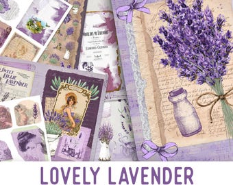 Lovely Lavender Junk Journal Kit, Junk Journal Supplies, Junk Journal Pages, Junk Journal Printables, Journal DIY Embellishments 002096