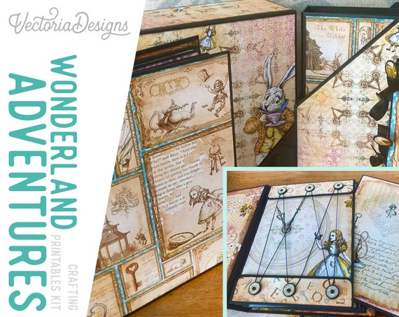 Alice In Wonderland Junk Journal Craft Kit, Printable - 002317